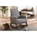 Baxton Studio Yashiya Mid-century Retro Modern Grey Fabric Upholstered Rocking Chair - BSOBBT5199-Grey