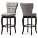 Baxton Studio Leonice Modern and Contemporary Grey Fabric Upholstered Button-tufted 29-Inch 2-Piece Swivel Bar Stool Set - BSOBBT5222-Grey