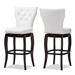 Baxton Studio Leonice Modern and Contemporary White Faux Leather Upholstered Button-tufted 29-Inch 2-Piece Swivel Bar Stool Set - BSOBBT5222-White