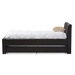 Baxton Studio Cosmo Modern and Contemporary Black Faux Leather Twin Size Trundle Bed - BSOBBT6469-Twin-Black