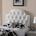 Baxton Studio Morris Modern and Contemporary White Faux Leather Upholstered Button-Tufted Scalloped Twin Size Headboard - BSOBBT6496-White-Twin HB