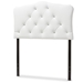 Baxton Studio Rita Modern and Contemporary White Faux Leather Upholstered Button-Tufted Scalloped Twin Size Headboard - BSOBBT6503-White-Twin HB