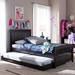 Baxton Studio Hevea Twin Size Dark Brown Solid Wood Platform Bed with Guest Trundle Bed - BSOBed3-Twin-Wenge