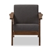 Baxton Studio Cayla Mid-Century Modern Grey Fabric and "Walnut" Brown Wood Living Room 1-Seater Lounge Chair - BSOSW5236-Grey/Walnut-M17-CC