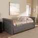Baxton Studio Swamson Modern and Contemporary Grey Fabric Tufted Twin Size Daybed with Roll-out Trundle Guest Bed - BSOBBT6576T-Grey-Twin