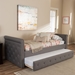Baxton Studio Swamson Modern and Contemporary Grey Fabric Tufted Twin Size Daybed with Roll-out Trundle Guest Bed - BSOBBT6576T-Grey-Twin