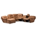 Baxton Studio Mistral Modern and Contemporary Light Brown Palomino Suede 6-Piece Sectional with Recliners Corner Lounge Suite - BSO99170-J109-Light Brown-LFC