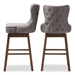 Baxton Studio Gradisca Modern and Contemporary Brown Wood Finishing and Grey Fabric Button-Tufted Upholstered 2-Piece Swivel Barstool Set - BSOBBT5246B-BS-Grey-XD45