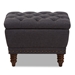 Baxton Studio Annabelle Modern and Contemporary Dark Grey Fabric Upholstered Walnut Wood Finished Button-Tufted Storage Ottoman - BSO217-Dark Grey