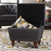 Baxton Studio Annabelle Modern and Contemporary Dark Grey Fabric Upholstered Walnut Wood Finished Button-Tufted Storage Ottoman - BSO217-Dark Grey