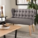 Baxton Studio Melody Mid-Century Modern Grey Fabric and Natural Wood Finishing 2-Seater Settee Bench - BSOBBT8026-LS-Grey-XD45