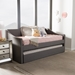 Baxton Studio Barnstorm Modern and Contemporary Grey Fabric Upholstered Daybed with Guest Trundle Bed - BSOCF8755-Grey-Day Bed