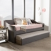 Baxton Studio Barnstorm Modern and Contemporary Grey Fabric Upholstered Daybed with Guest Trundle Bed - BSOCF8755-Grey-Day Bed