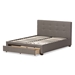 Baxton Studio Brandy Modern and Contemporary Grey Fabric Upholstered Queen Size Platform Bed with Storage Drawer - BSOCF8774-Grey-Queen