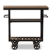 Baxton Studio Kennedy Rustic Industrial Style Antique Black Textured Finished Metal Distressed Wood Mobile Serving Cart - BSOCA-1130 (YLX-9050)