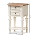 Baxton Studio Marquetterie French Provincial Style Weathered Oak and White Wash Distressed Finish Wood Two-Tone 2-Drawer and 1-Shelf Nightstand - BSOPRL8VM(AR)/M B