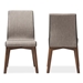 Baxton Studio Kimberly Mid-Century Modern Beige and Brown Fabric Dining Chair (Set of 2) - BSOKimberly-Brown/Dark-Brown-DC