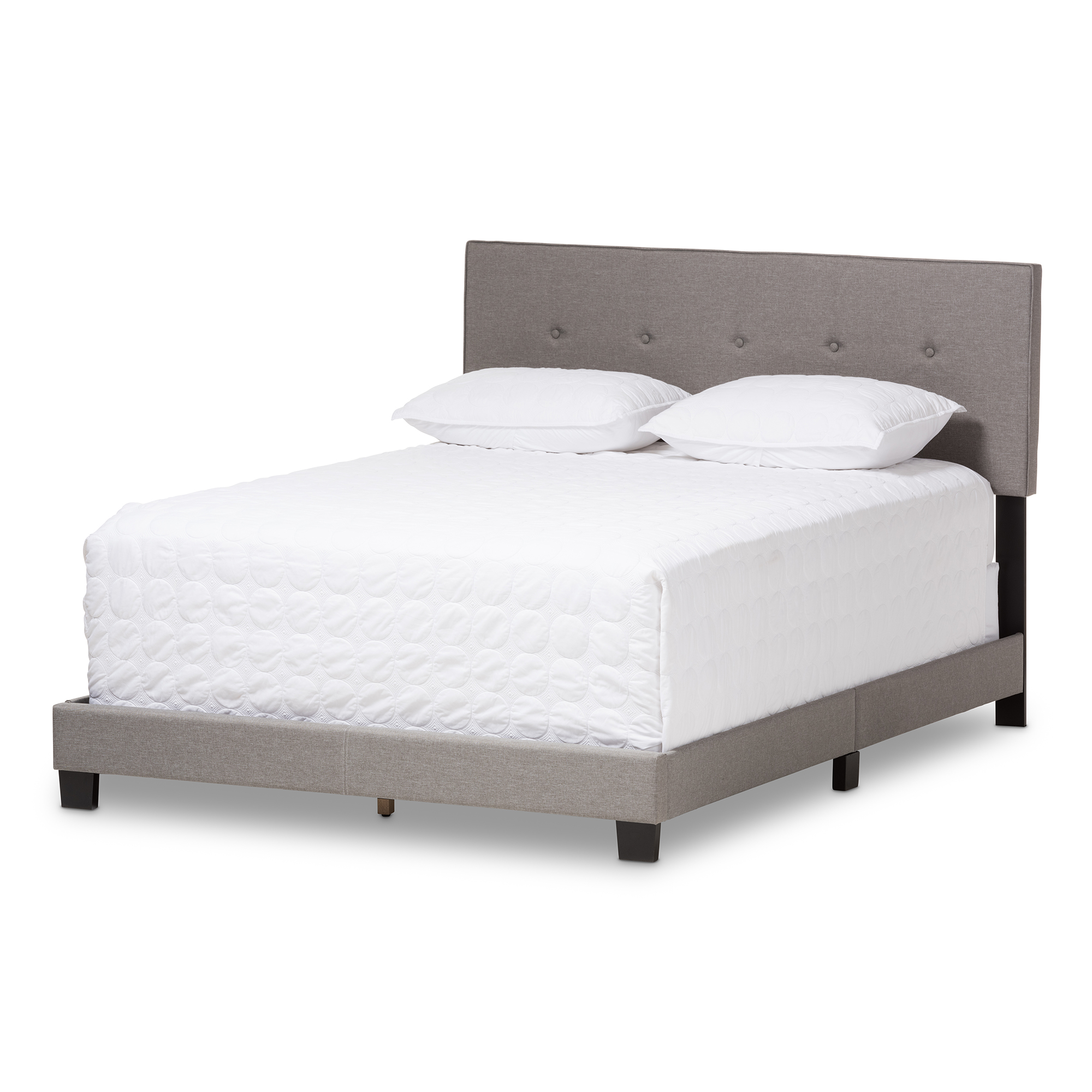Arabella Double Bed Frame 4FT6 Upholstered Fabric Modern Light Grey Linen New 