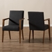 Baxton Studio Andrea Mid-Century Modern Dark Grey Upholstered Wooden 2-Piece Lounge Set - BSOBBT5267-Dark Grey-Chair