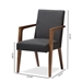 Baxton Studio Andrea Mid-Century Modern Dark Grey Upholstered Wooden 2-Piece Lounge Set - BSOBBT5267-Dark Grey-Chair