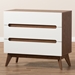 Baxton Studio Calypso Mid-Century Modern White and Walnut Wood 3-Drawer Storage Chest - BSOCalypso-Walnut/White-3DW-Chest