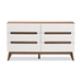 Baxton Studio Calypso Mid-Century Modern White and Walnut Wood 6-Drawer Storage Dresser - BSOCalypso-Walnut/White-6DW-Chest