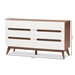 Baxton Studio Calypso Mid-Century Modern White and Walnut Wood 6-Drawer Storage Dresser - BSOCalypso-Walnut/White-6DW-Chest