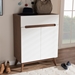 Baxton Studio Calypso Mid-Century Modern White and Walnut Wood Storage Shoe Cabinet - BSOCalypso-Walnut/White-Shoe-Cabinet