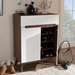 Baxton Studio Calypso Mid-Century Modern White and Walnut Wood Storage Shoe Cabinet - BSOCalypso-Walnut/White-Shoe-Cabinet