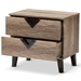 Baxton Studio Swanson Modern and Contemporary Light Brown Wood 2-Drawer Nightstand - BSOW-602A