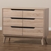 Baxton Studio Fella Mid-Century Modern Two-Tone Oak and Grey Wood 6-Drawer Dresser - BSOFLDT00805-Hana Oak/Dark Grey-Dresser