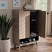 Baxton Studio Fella Mid-Century Modern Two-Tone Oak and Grey Wood Shoe Cabinet - BSOFLSC00813-Hana Oak/Dark Grey-Shoe Cabinet
