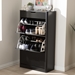 Baxton Studio Cayla Modern and Contemporary Black Wood Shoe Cabinet - BSOSESC214-Black-Shoe Cabinet