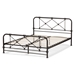 Baxton Studio Beatrice Modern and Contemporary Stippled Black Bronze Finished Metal Queen Size Platform Bed - BSOTS-Beatrice-Black-Queen-Without-Gold