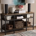 Baxton Studio Caribou Rustic Industrial Style Oak Brown Finished Wood and Black Finished Metal Console Table - BSOYLX-0005-ST