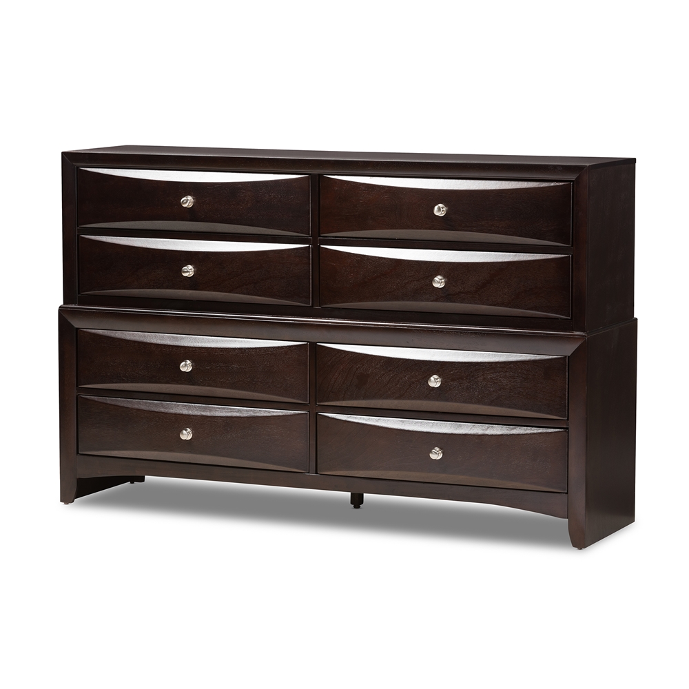 Baxton Studio Pacifico Modern and Contemporary Dark Cherry Brown Finished Wood 8-Drawer Dresser