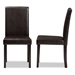 Baxton Studio Mia Modern and Contemporary Dark Brown Faux Leather Upholstered Dining Chair Set of 2 - BSORH5992C-Dark Brown-DC