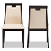 Baxton Studio Evelyn Modern and Contemporary Beige Faux Leather Upholstered and Dark Brown Finished Dining Chair Set of 2 - BSORH5998C-Dark Brown/Beige-DC