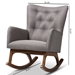 Baxton Studio Waldmann Mid-Century Modern Grey Fabric Upholstered Rocking Chair - BSOBBT5303-Grey-RC