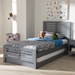 Baxton Studio Sedona Modern Classic Mission Style Grey-Finished Wood Twin Platform Bed with Trundle - BSOHT1704-Grey-Twin-TRDL
