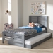 Baxton Studio Sedona Modern Classic Mission Style Grey-Finished Wood Twin Platform Bed with Trundle - BSOHT1704-Grey-Twin-TRDL
