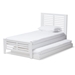 Baxton Studio Sedona Modern Classic Mission Style White-Finished Wood Twin Platform Bed with Trundle - BSOHT1704-White-Twin-TRDL
