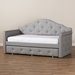 Baxton Studio Emilie Modern and Contemporary Grey Fabric Upholstered Daybed with Trundle - BSOWA5011-Gray-Daybed