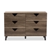 Baxton Studio Wales Modern and Contemporary Light Brown Wood 6-Drawer Dresser - BSOWales-6DW-Chest