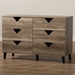 Baxton Studio Wales Modern and Contemporary Light Brown Wood 6-Drawer Dresser - BSOWales-6DW-Chest