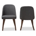 Baxton Studio Cody Mid-Century Modern Dark Grey Fabric Upholstered Walnut Finished Wood Dining Chair (Set of 2) - BSOCody-Dark Grey-DC