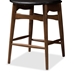 Baxton Studio Flora Mid-Century Modern Black Faux Leather Upholstered Walnut Finished Counter Stool (Set of 2) - BSOFlora-Black/Walnut-Counter Stool