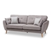 Baxton Studio Miranda Mid-Century Modern Light Grey Fabric Upholstered Sofa
