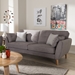 Baxton Studio Miranda Mid-Century Modern Light Grey Fabric Upholstered Sofa - BSOR2006-Grey-SF