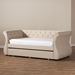 Baxton Studio Cherine Classic and Contemporary Beige Fabric Upholstered Daybed with Trundle - BSOWA5018-Beige-Daybed